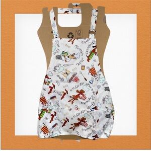 Now Designs Apron Kids Bone Apetit Adjustable Three Pocketed White Dog Print Bib